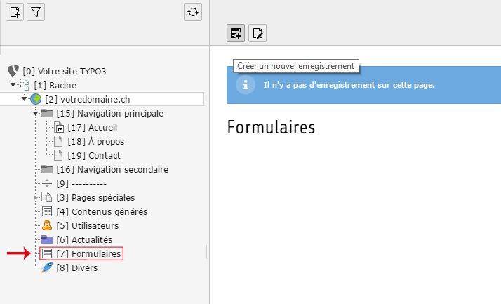 Création Formulaire Création Formulaire
