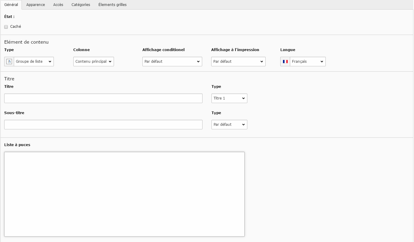 Création Groupe de liste