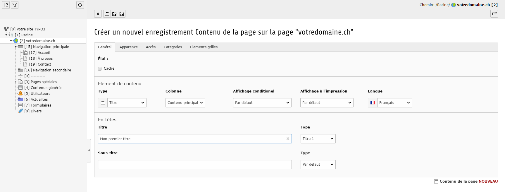 Création Titre