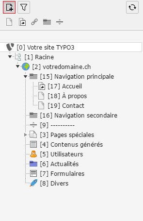 Icônes pages TYPO3