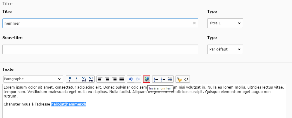 Lien adresse mail