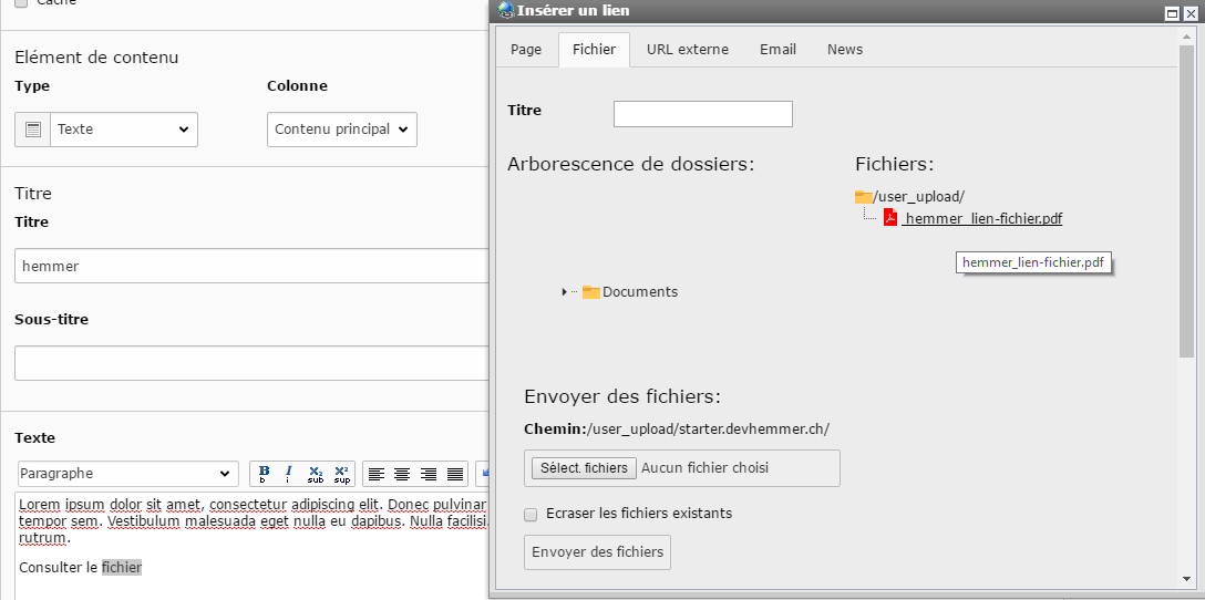 Lien fichier